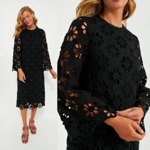 Tuckernuck Dresses & Skirts - Tuckernuck Black Floral Eyelet Midi Dress